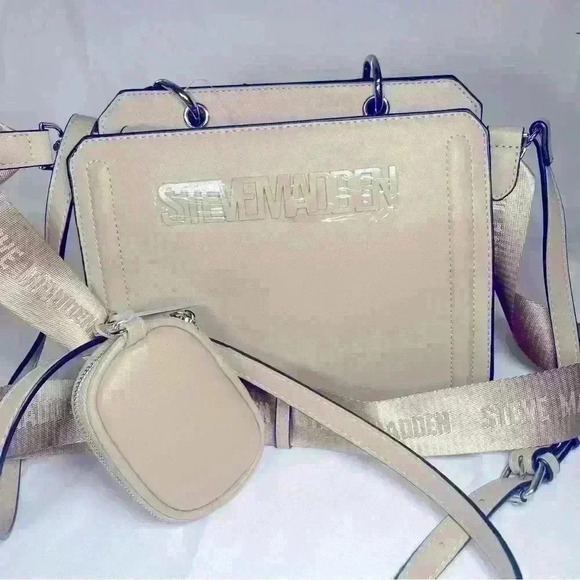 Steve Madden Chalk Bevelyn  w/AirPod Case Crossbody Bag Purse Satchel - Picture 2 of 11